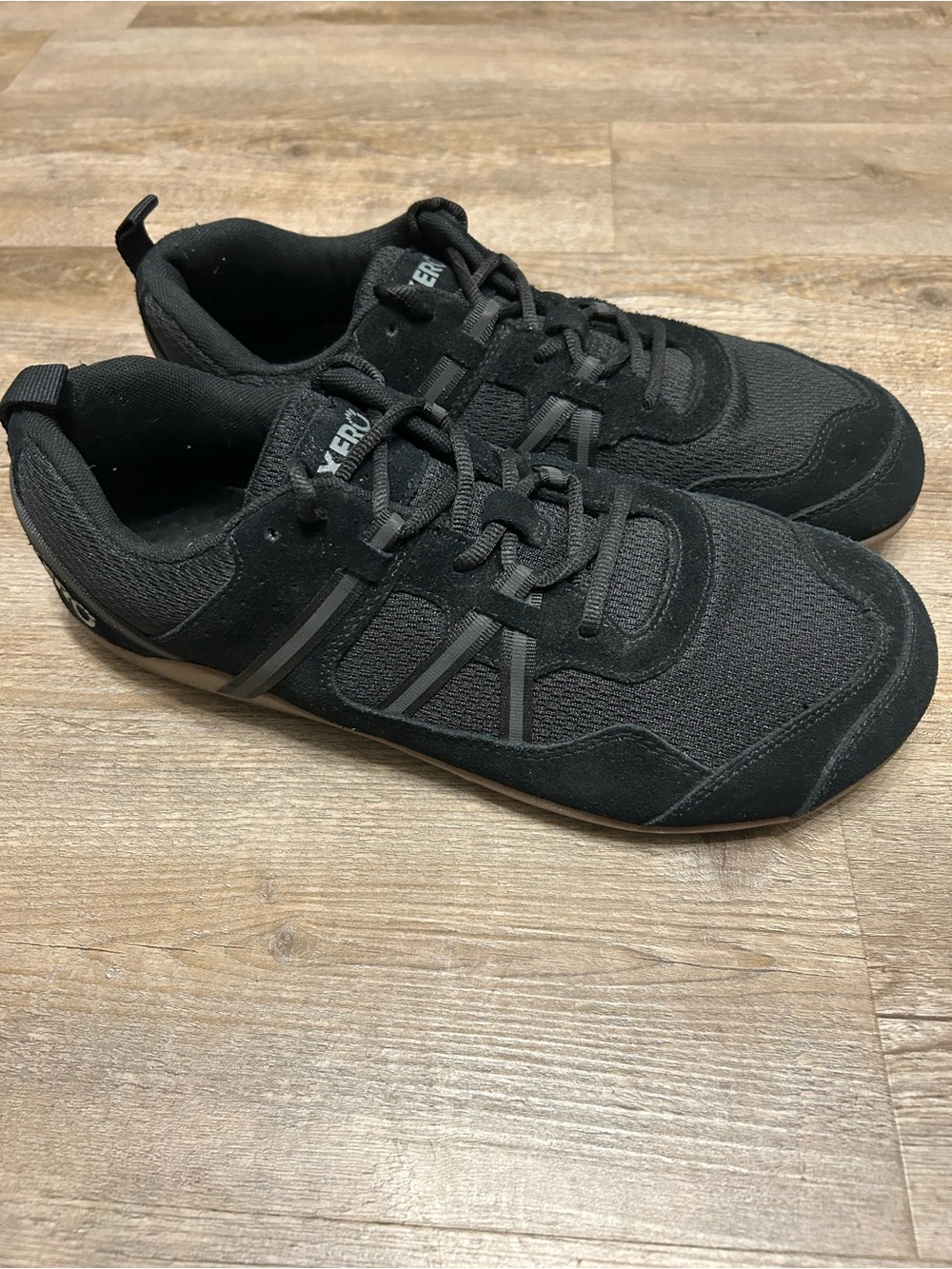 Xero Prio Mens Size 12 Black Suede Mesh Minimalist Barefoot Shoes Sneakers